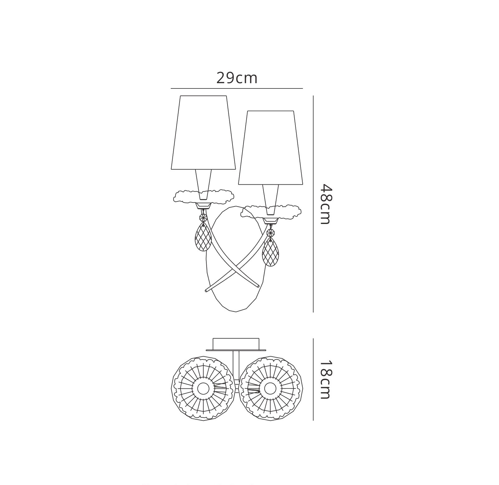 M6294  Sophie Wall Lamp 2 Light Gold Painted
